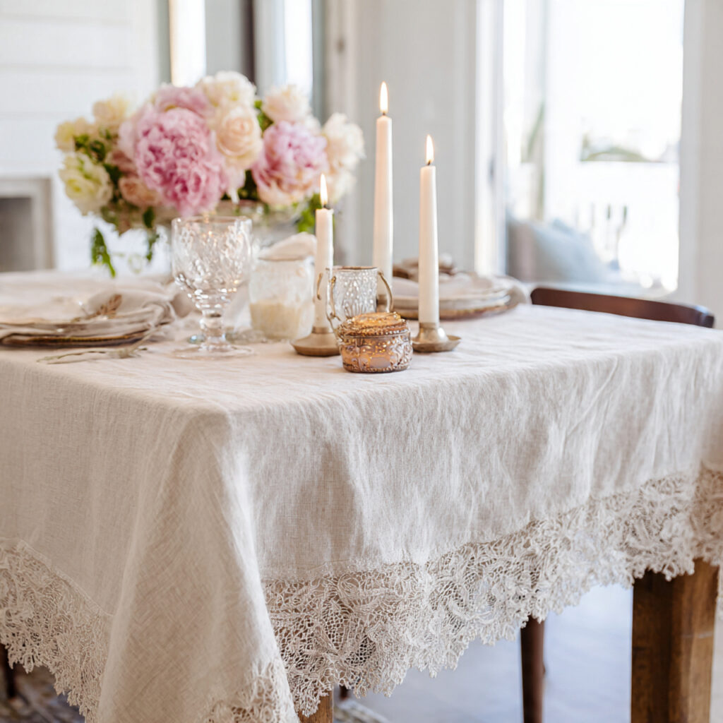 soft linen tablecloths create an elegant base