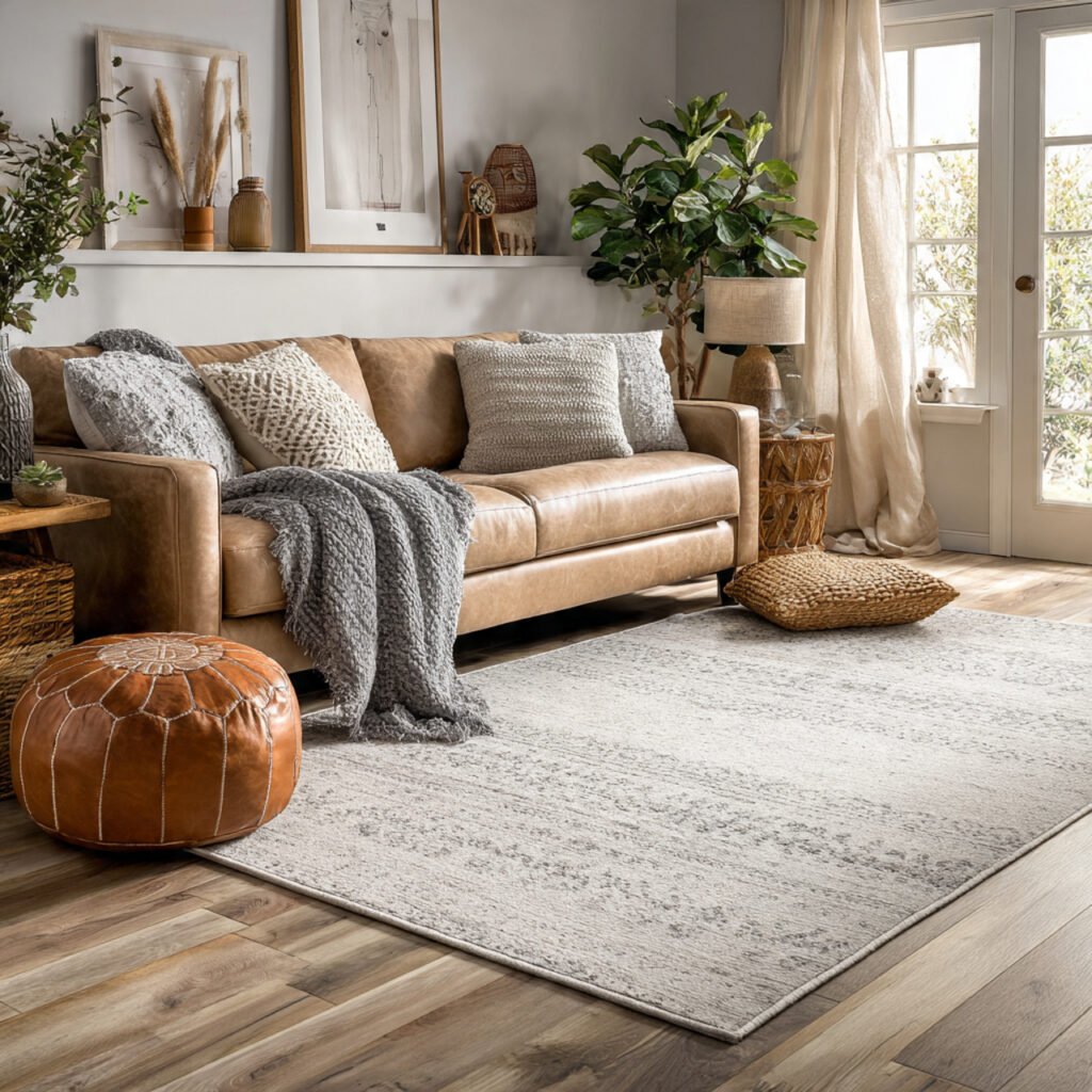 soft neutral rugs add comfort and warmth