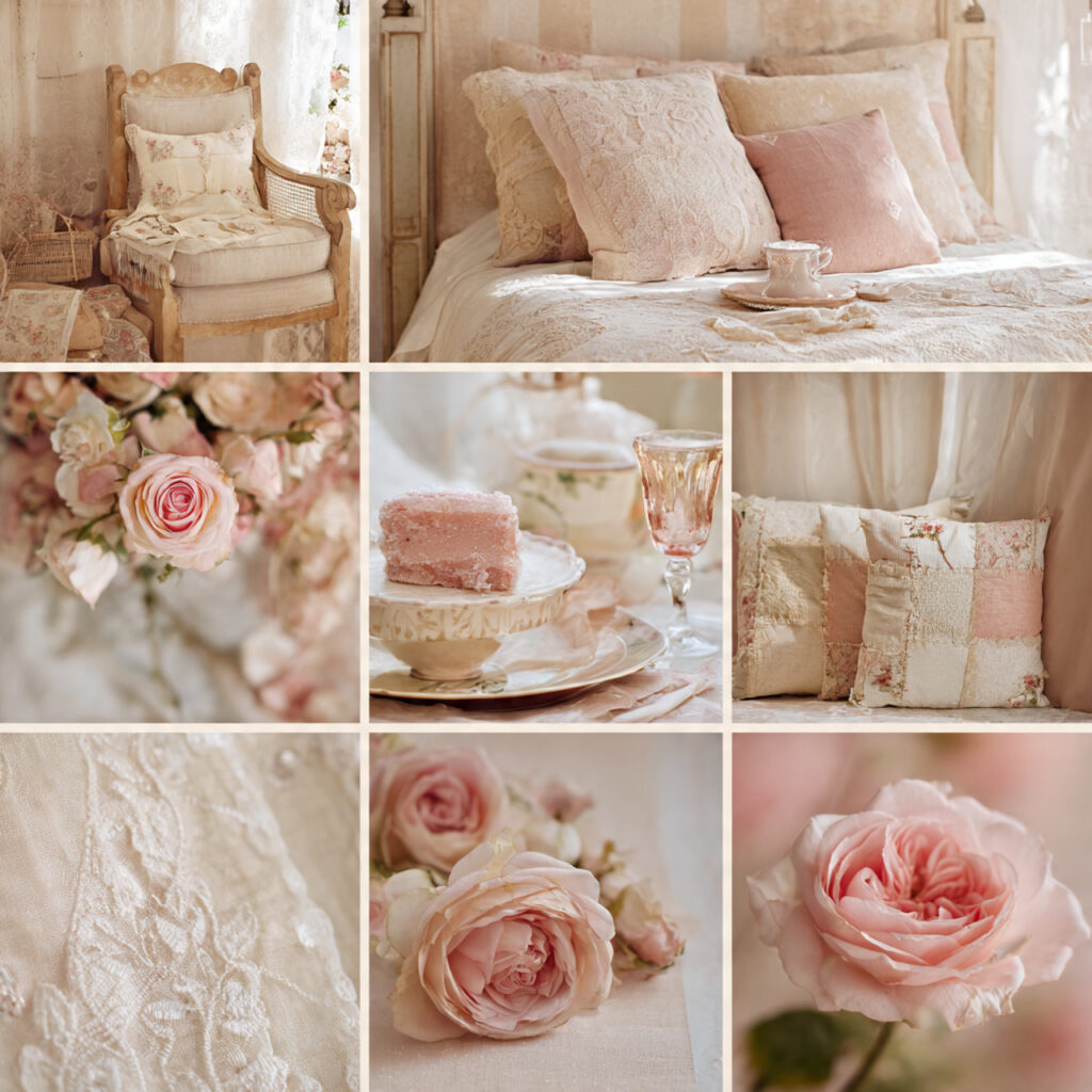 soft pink and cream tones form the