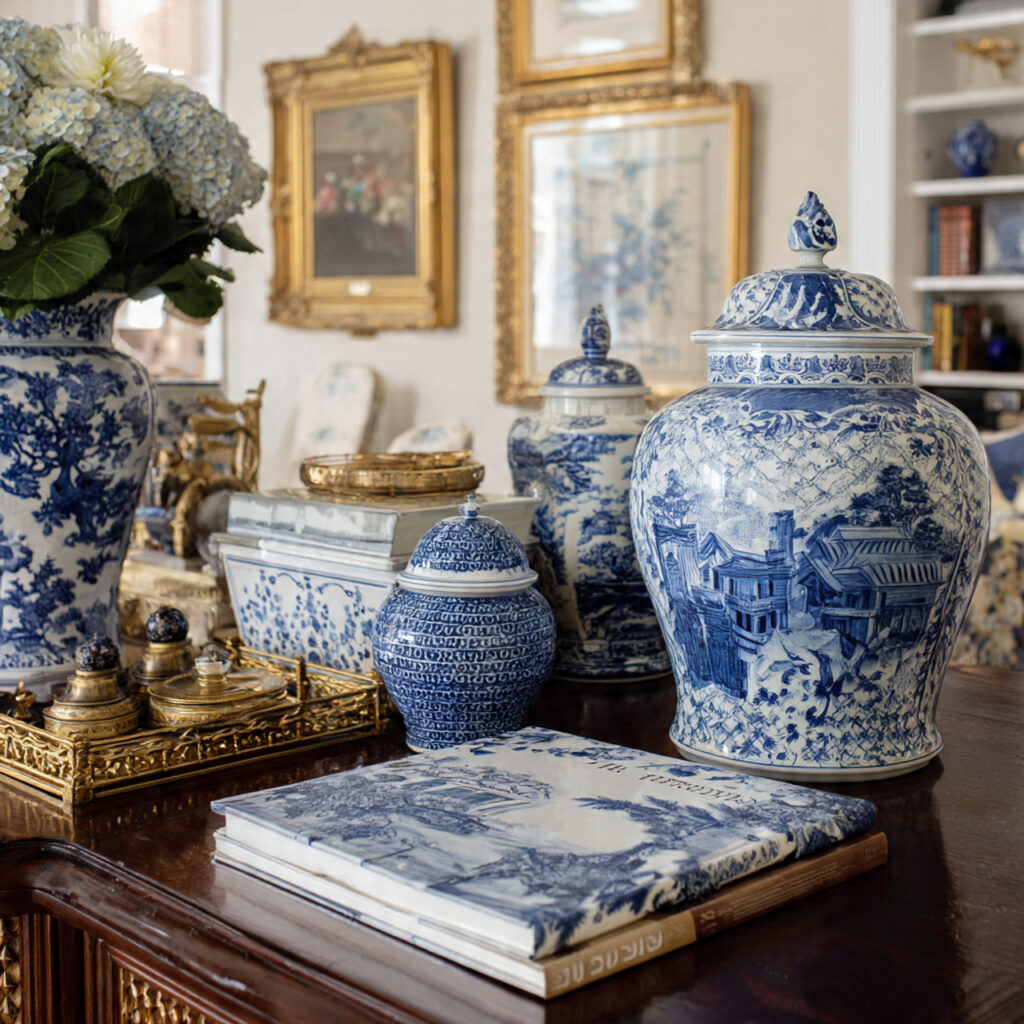 southern home decor with china and ceramics