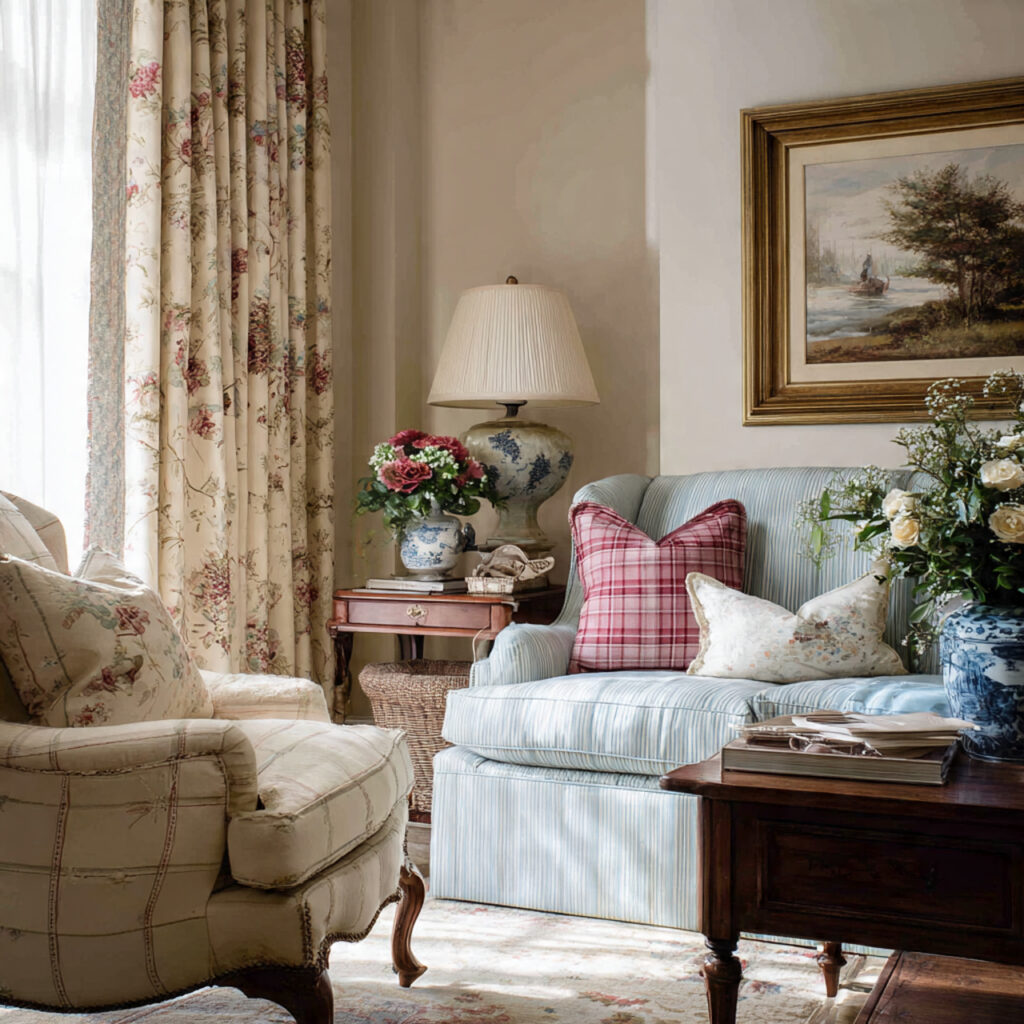 southern style soft patterned textiles with florals and