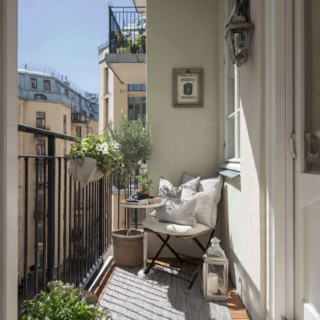 tiny balcony with minimal decorative accents a