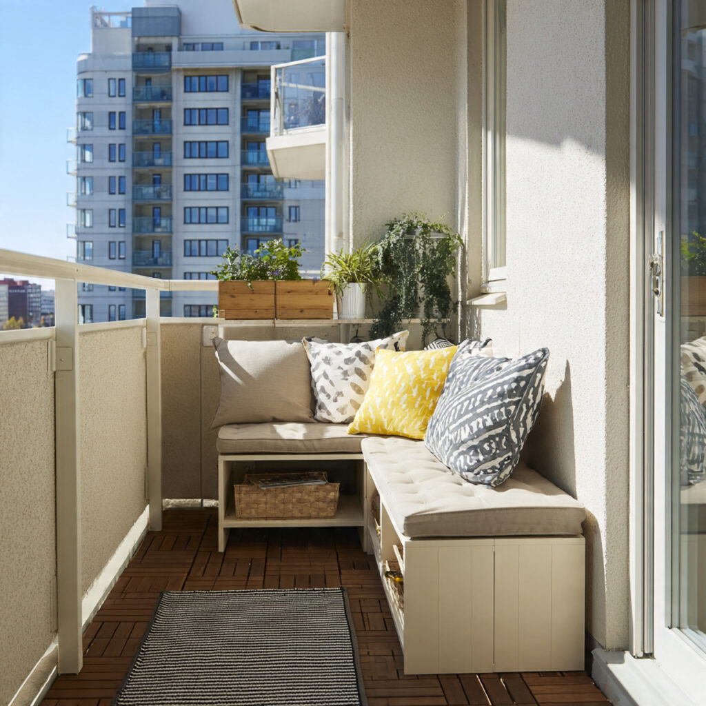 tiny balcony with storage friendly furniture storage friendly furniture