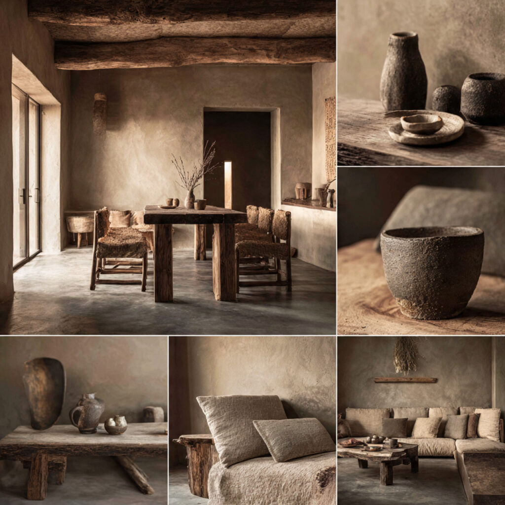 wabi sabi interior design with natural materials
