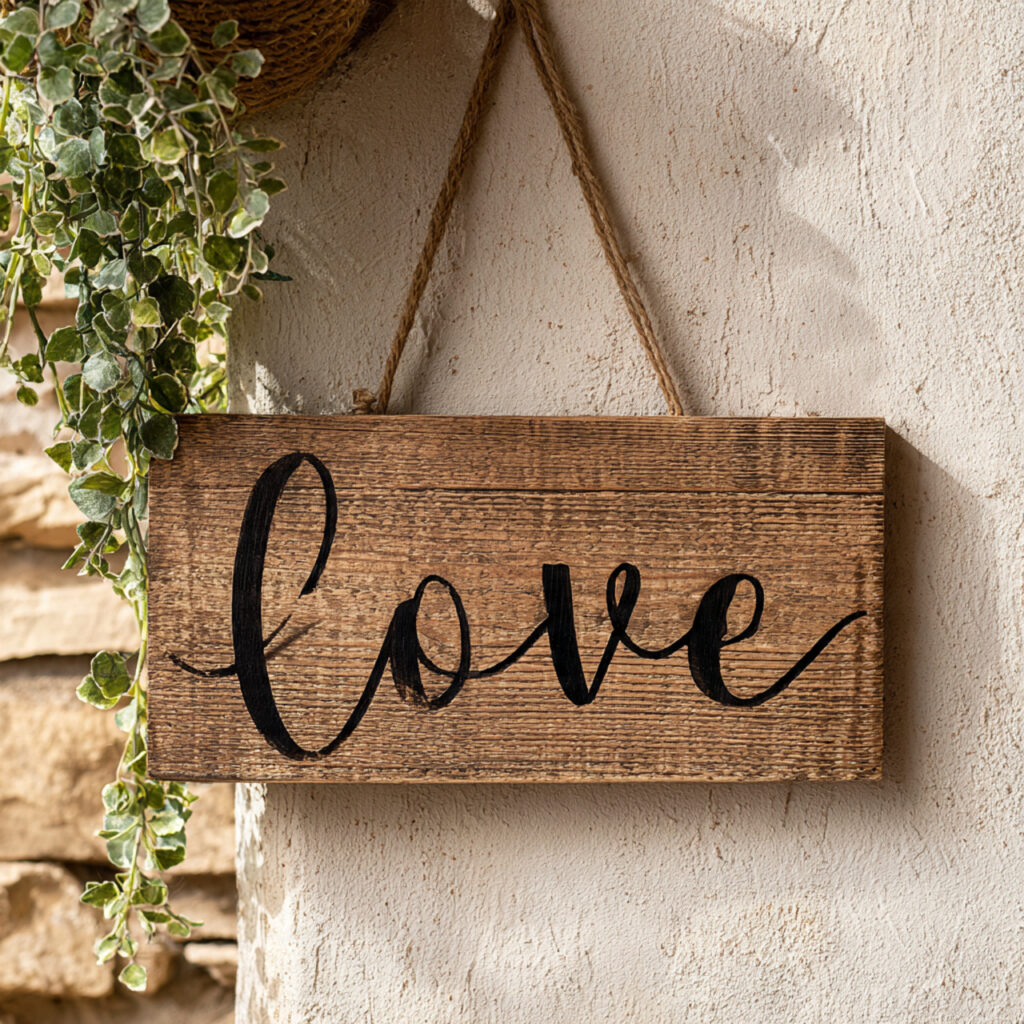 wooden valentine signs bring rustic charm to