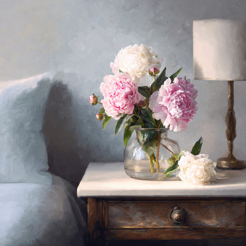Fresh Peonies on Your Nightstand