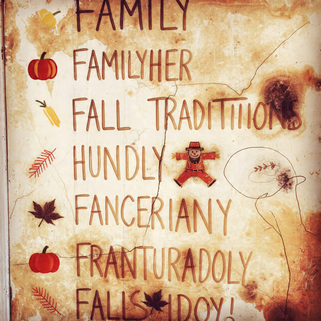 a chalkboard with a list of family