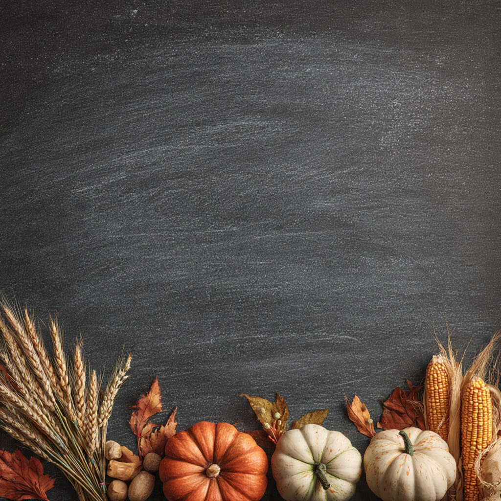 a chalkboard with a simple fall harvest
