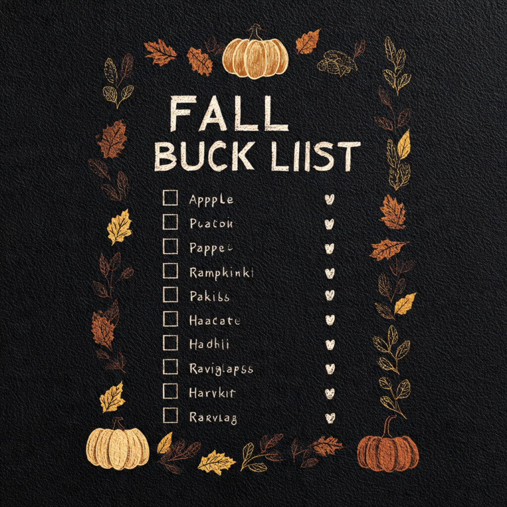 a fall bucket list chalkboard with a