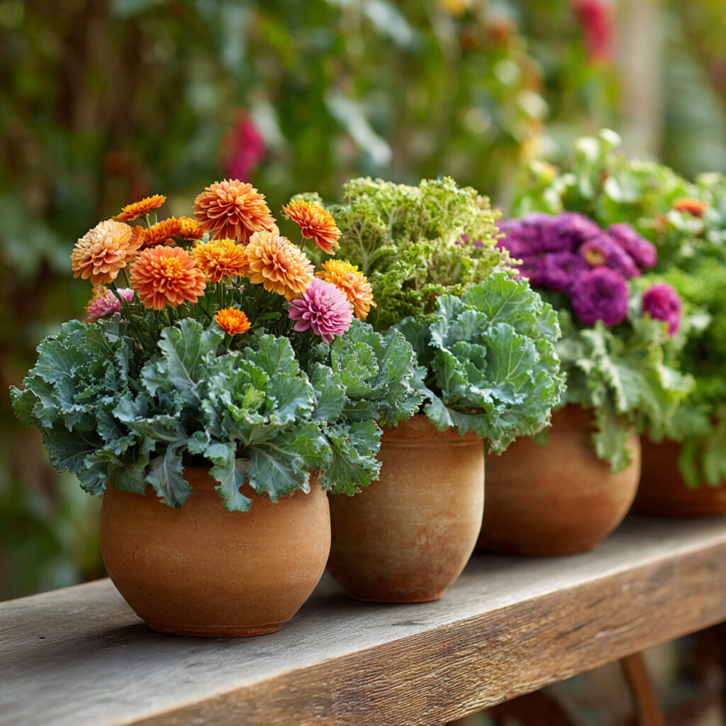 a garden inspired thanksgiving centerpiece using terracotta pots