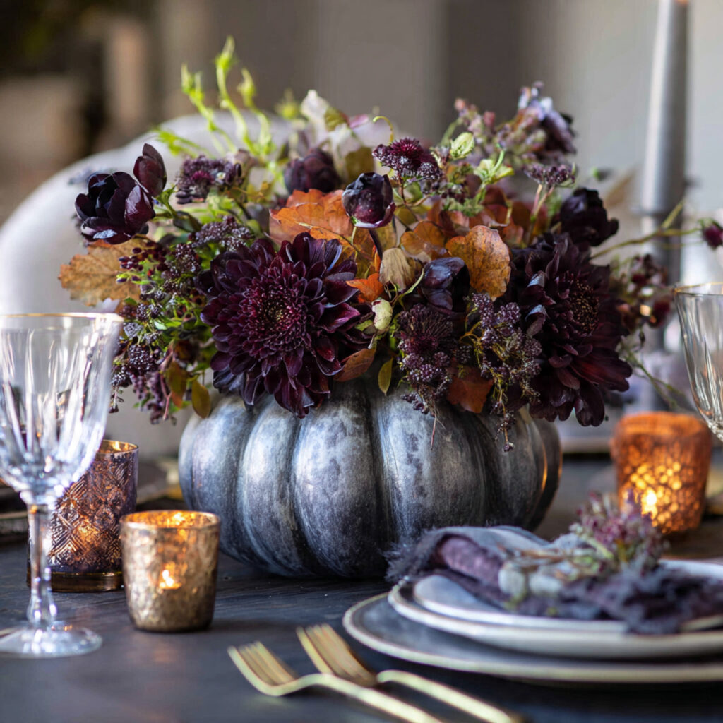 a halloween table centerpiece using a decorative
