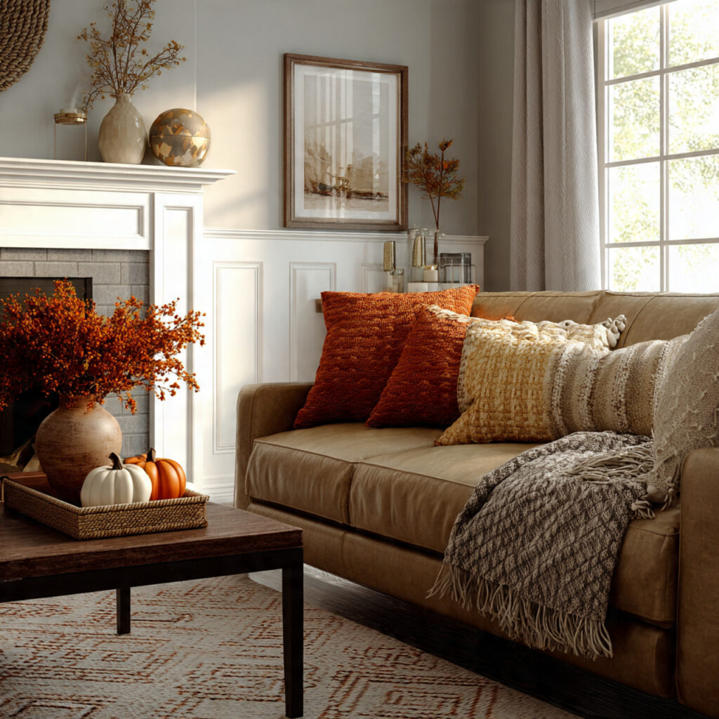 a living room for thanksgiving using textured