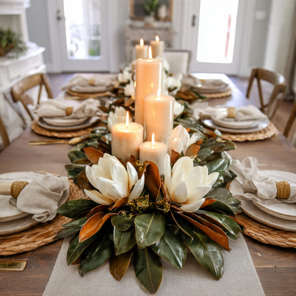 a refined thanksgiving table centerpiece using a
