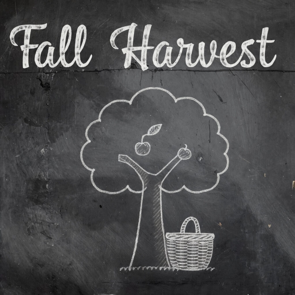 a simple apple orchard scene on a