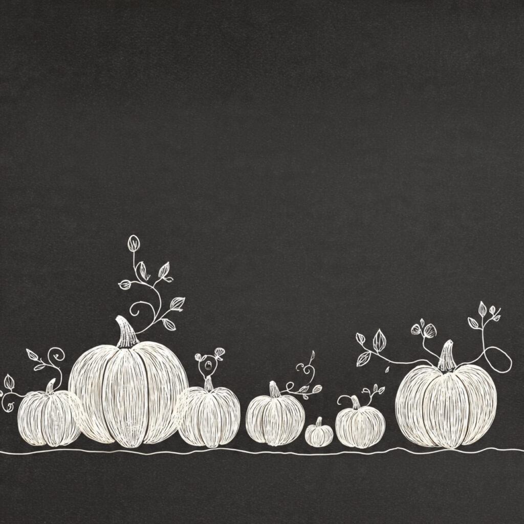 a simple pumpkin patch on a chalkboard