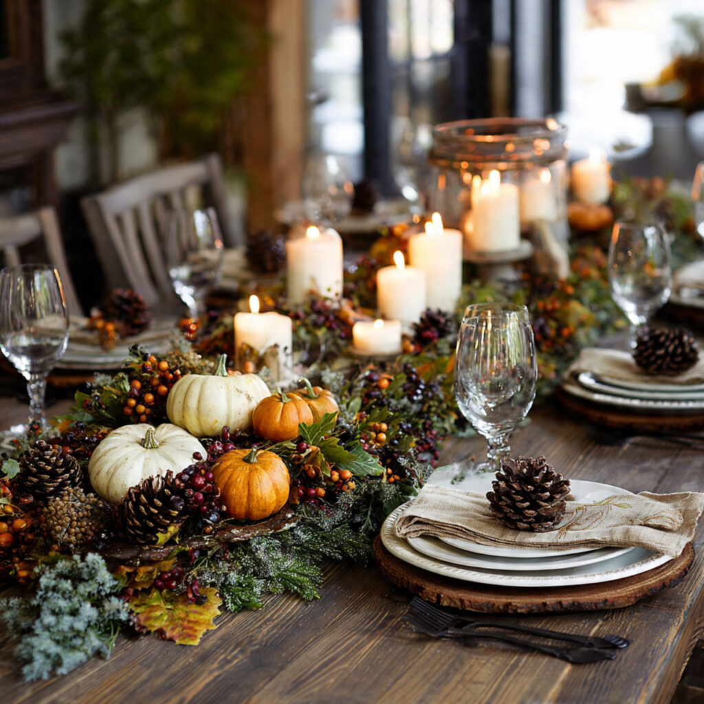 a table centerpiece using a fall garland