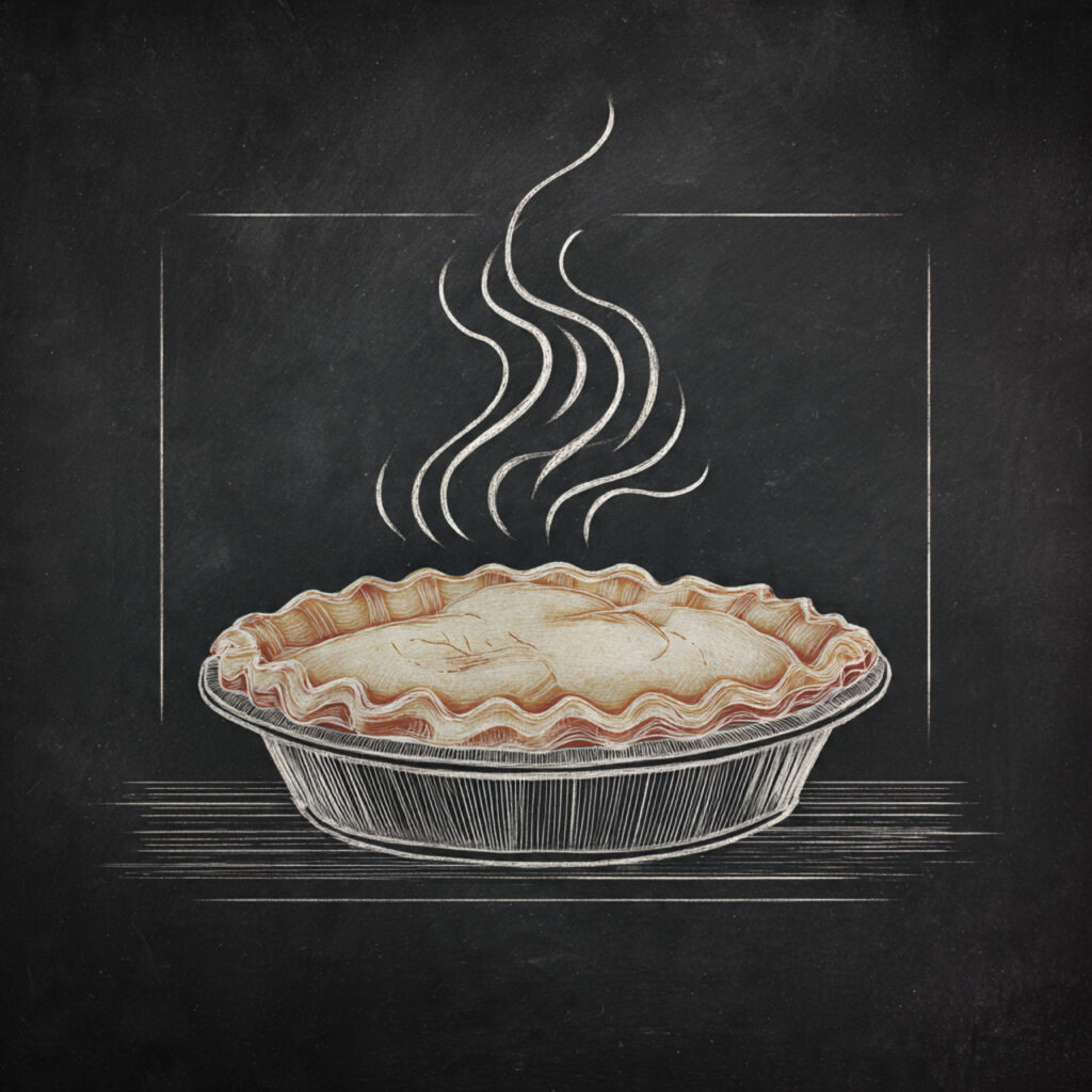 a thanksgiving chalkboard with a simple pie