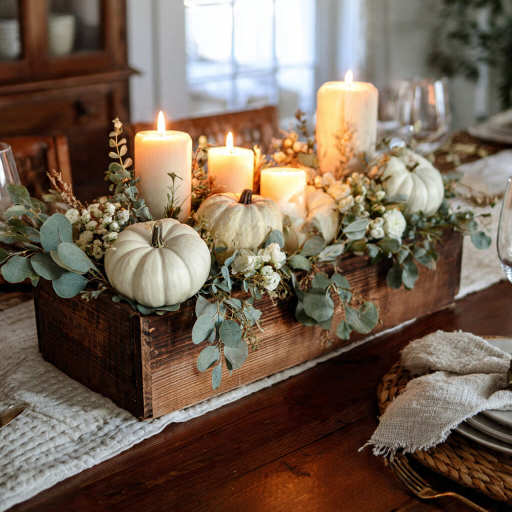 a thanksgiving table centerpiece using a long