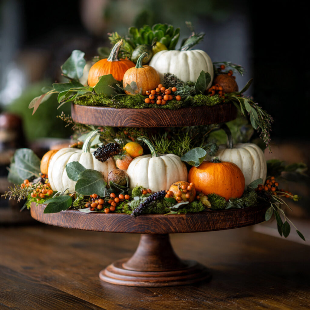 a visually striking thanksgiving centerpiece using a