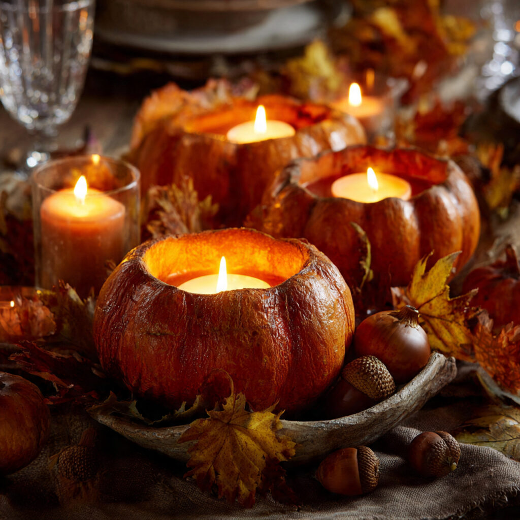a warm and intimate thanksgiving centerpiece using