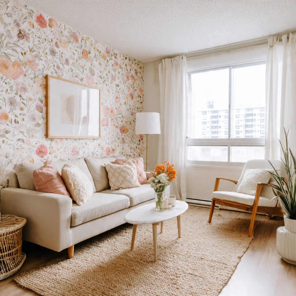 Peel-and-Stick Wallpaper on One Accent Wall