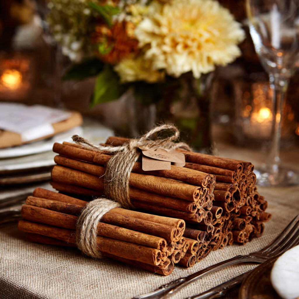 cinnamon stick bundles tied with twine as
