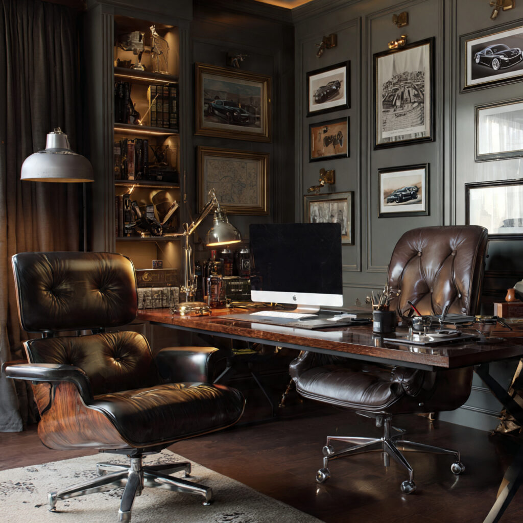 23 Classy Man Cave Ideas That Feel Stylish, Cozy, and Grown-Up 18 classy man cave with leather topped desk ergonomic