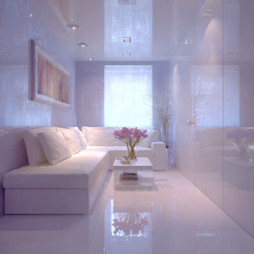 22 Small Apartment Spring Refresh Ideas That Make Your Space Feel Bigger and Brighter 12 Glossy Surfaces and Finishes