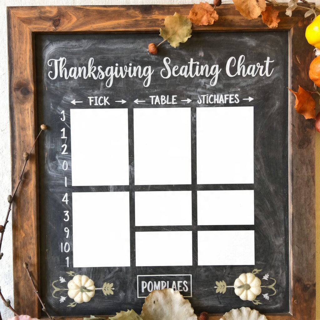 design a thanksgiving seating chart chalkboard with