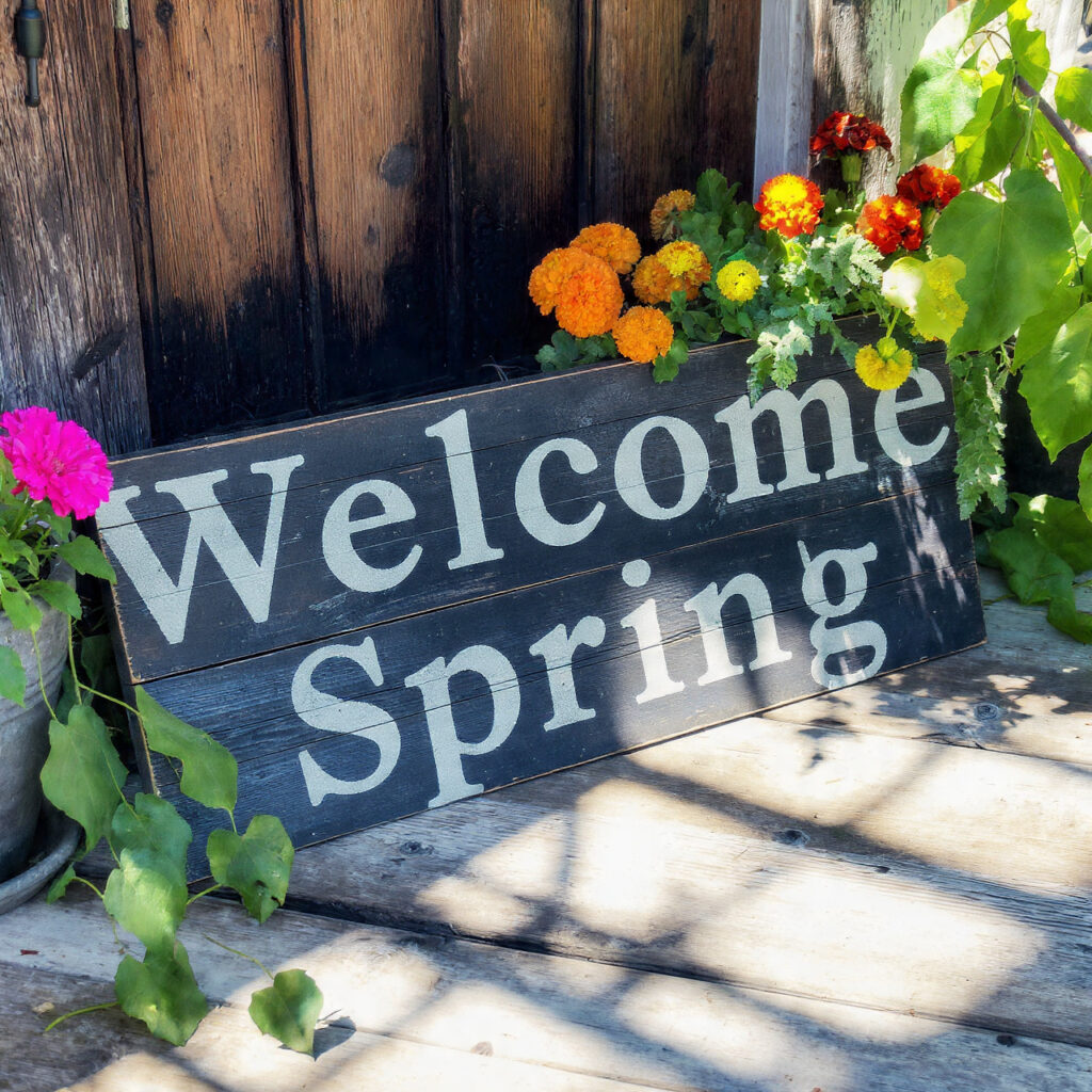 Weathered Wooden Welcome Sign