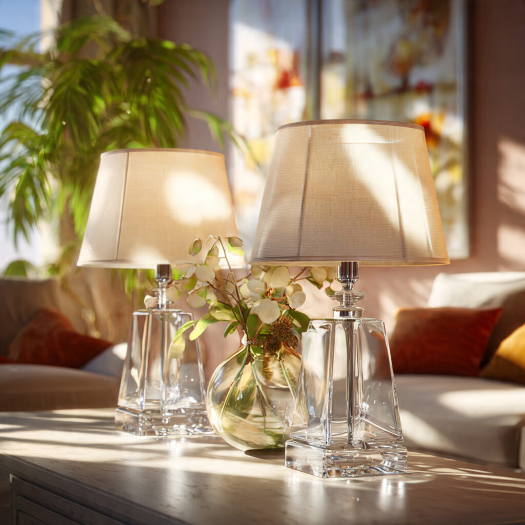 27 Bright Living Rooms for Spring Ideas That Feel Fresh, Airy, and Full of Light 16 Glass Lamp Bases