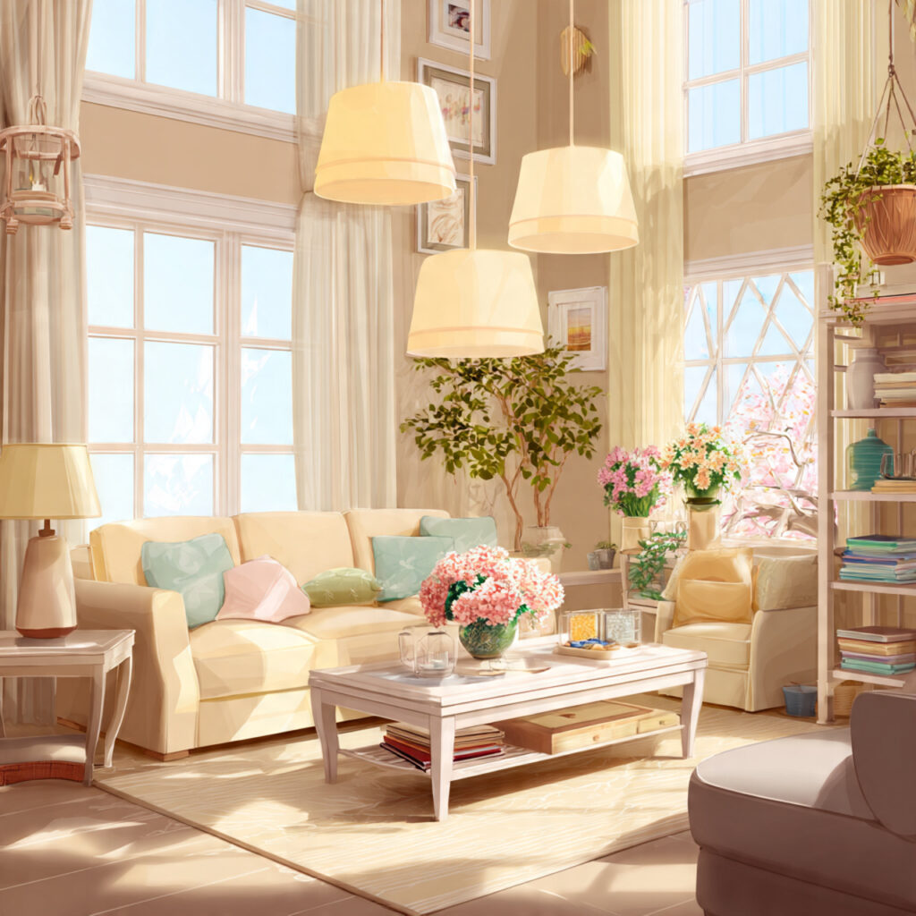 27 Bright Living Rooms for Spring Ideas That Feel Fresh, Airy, and Full of Light 21 White or Pale Lampshades