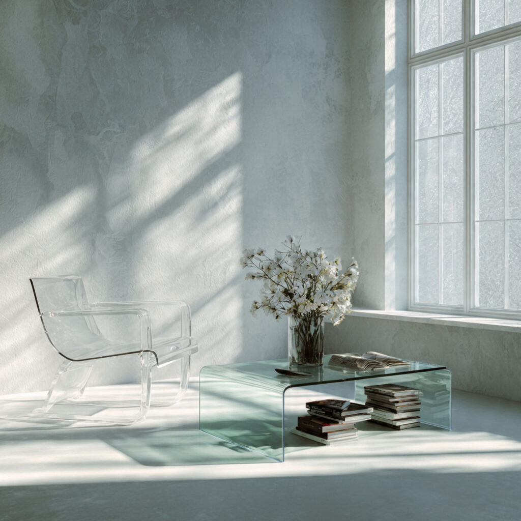 27 Bright Living Rooms for Spring Ideas That Feel Fresh, Airy, and Full of Light 6 Glass and Lucite Furniture