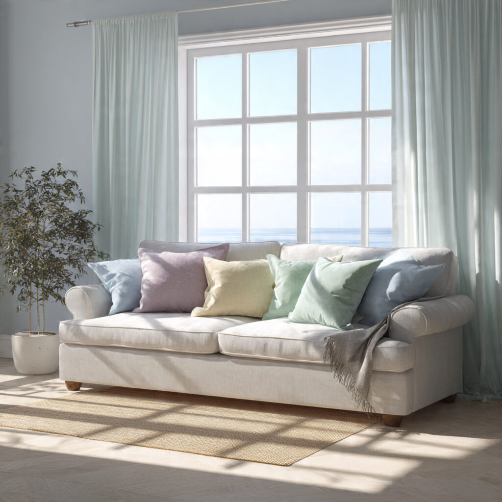 27 Bright Living Rooms for Spring Ideas That Feel Fresh, Airy, and Full of Light 15 White or Pale Throw Pillows