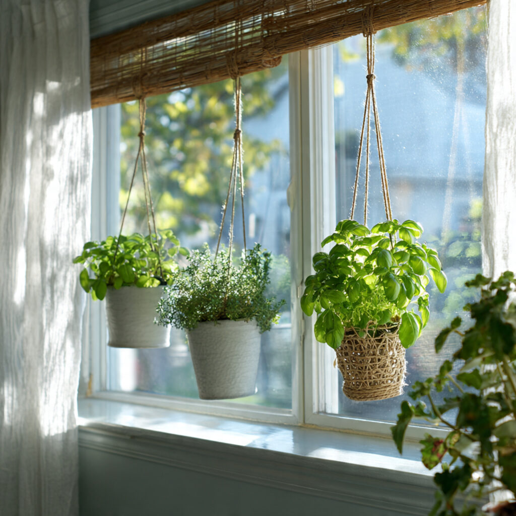 Tension Rod Window Herb Garden