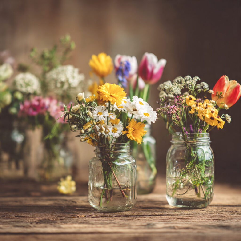 Mason Jar Wildflower Arrangements