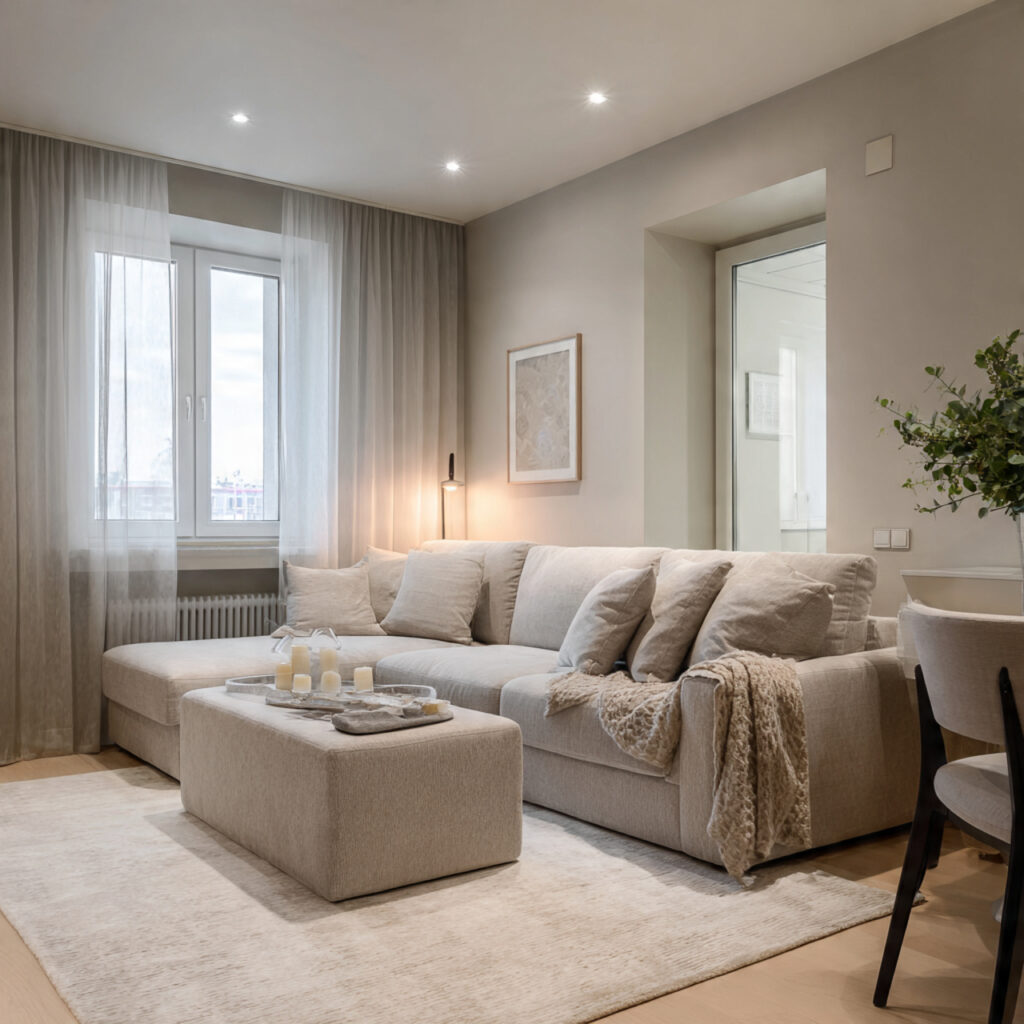 22 Small Apartment Spring Refresh Ideas That Make Your Space Feel Bigger and Brighter 11 Monochromatic Spring Palette