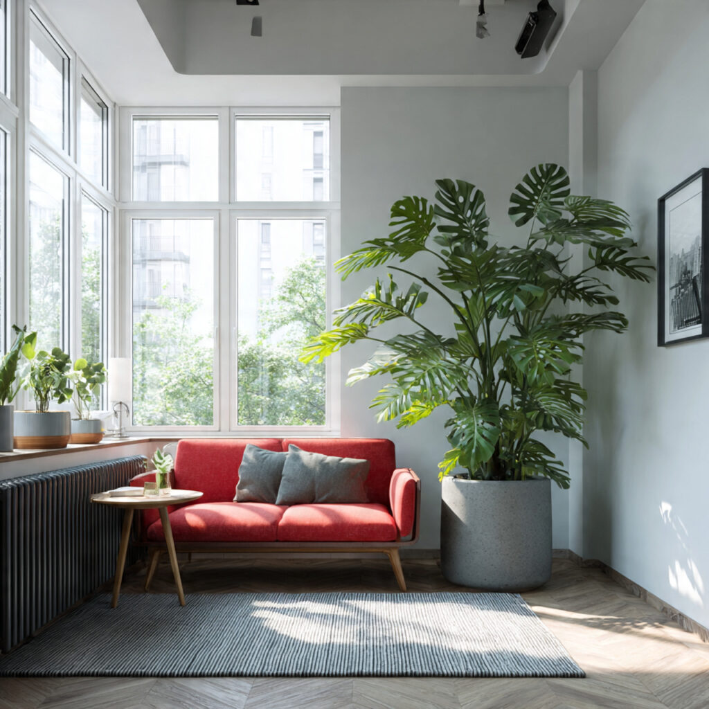 22 Small Apartment Spring Refresh Ideas That Make Your Space Feel Bigger and Brighter 16 One Large Plant Instead of Many Small