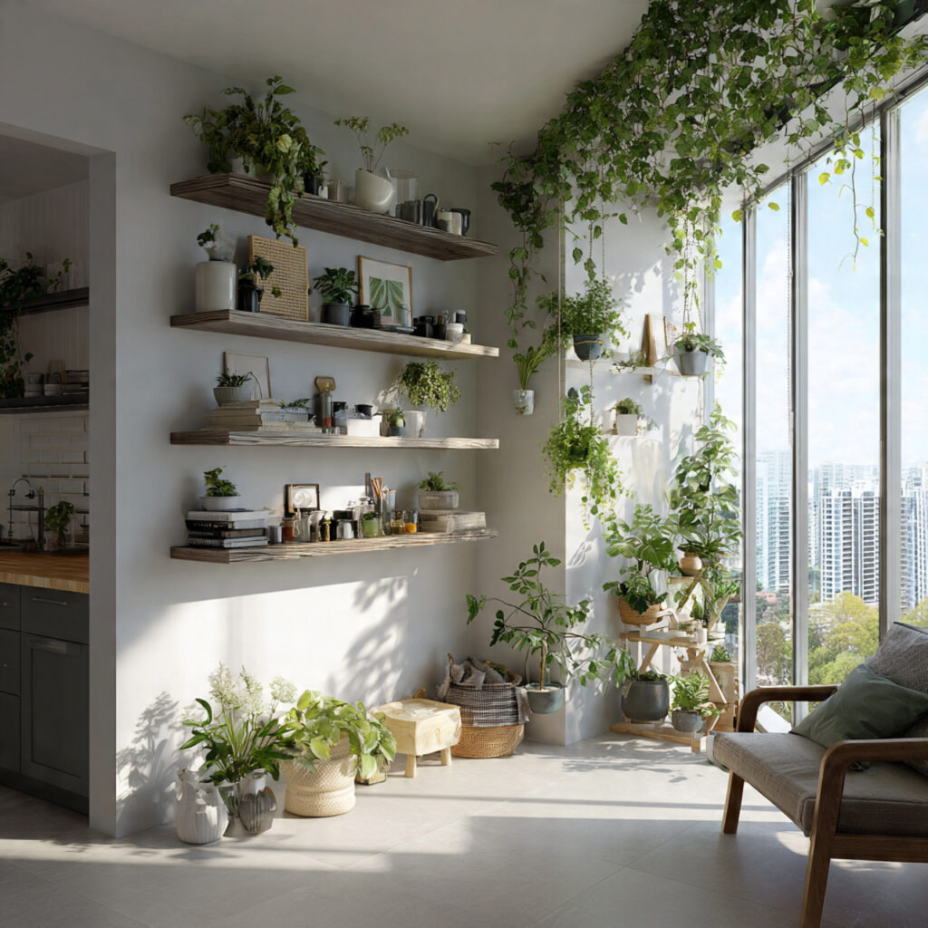 22 Small Apartment Spring Refresh Ideas That Make Your Space Feel Bigger and Brighter 6 Vertical Plant Display