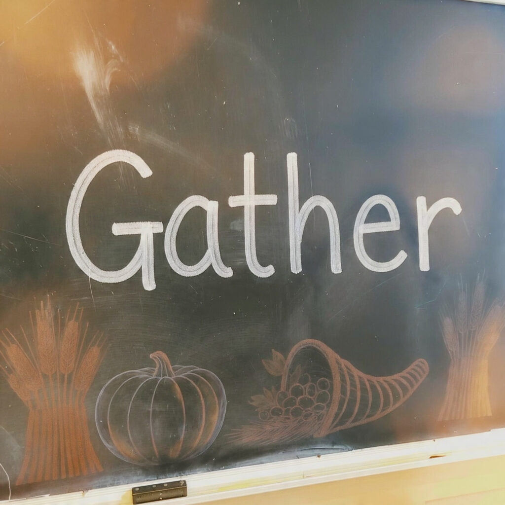 the word gather in large lettering at