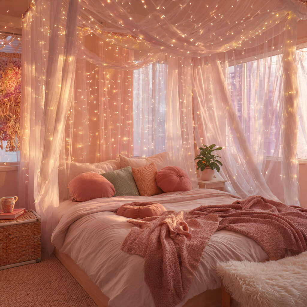 Hang a Fairy Light Canopy Above the Bed