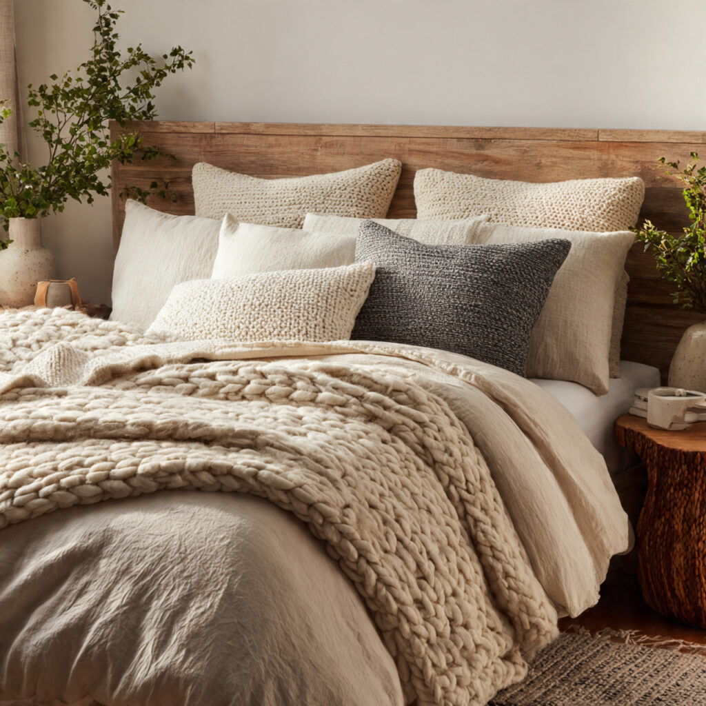 21 Cozy Bedroom Ideas That Make Your Space Warm, Relaxing, and Perfect for Everyday Comfort 2 Layer Warm, Textured Bedding for Maximum Softness