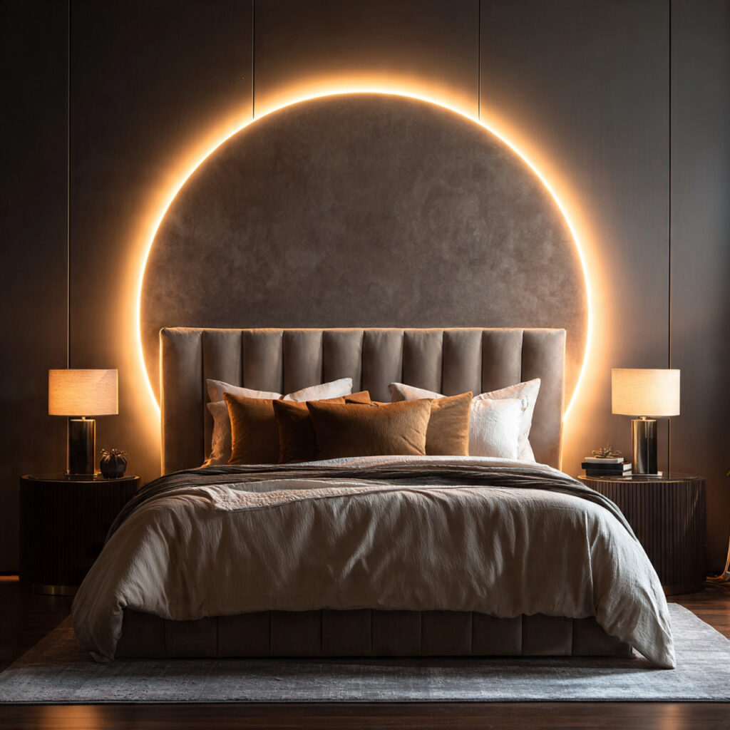21 Cozy Bedroom Ideas That Make Your Space Warm, Relaxing, and Perfect for Everyday Comfort 11 Mount Warm LED Strip Lights Behind the Headboard