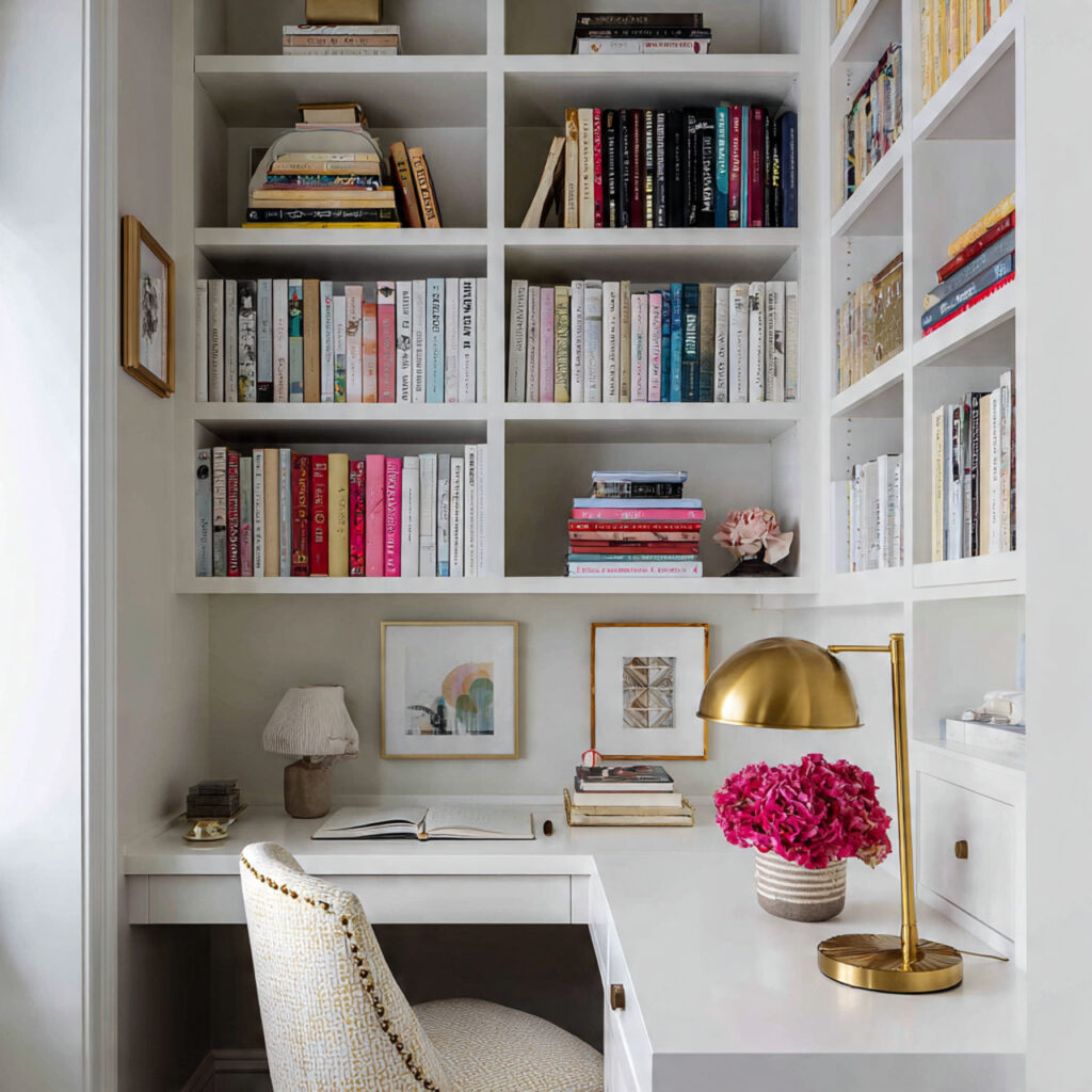 Preppy Desk and Bookshelf Corner With Classic Styling