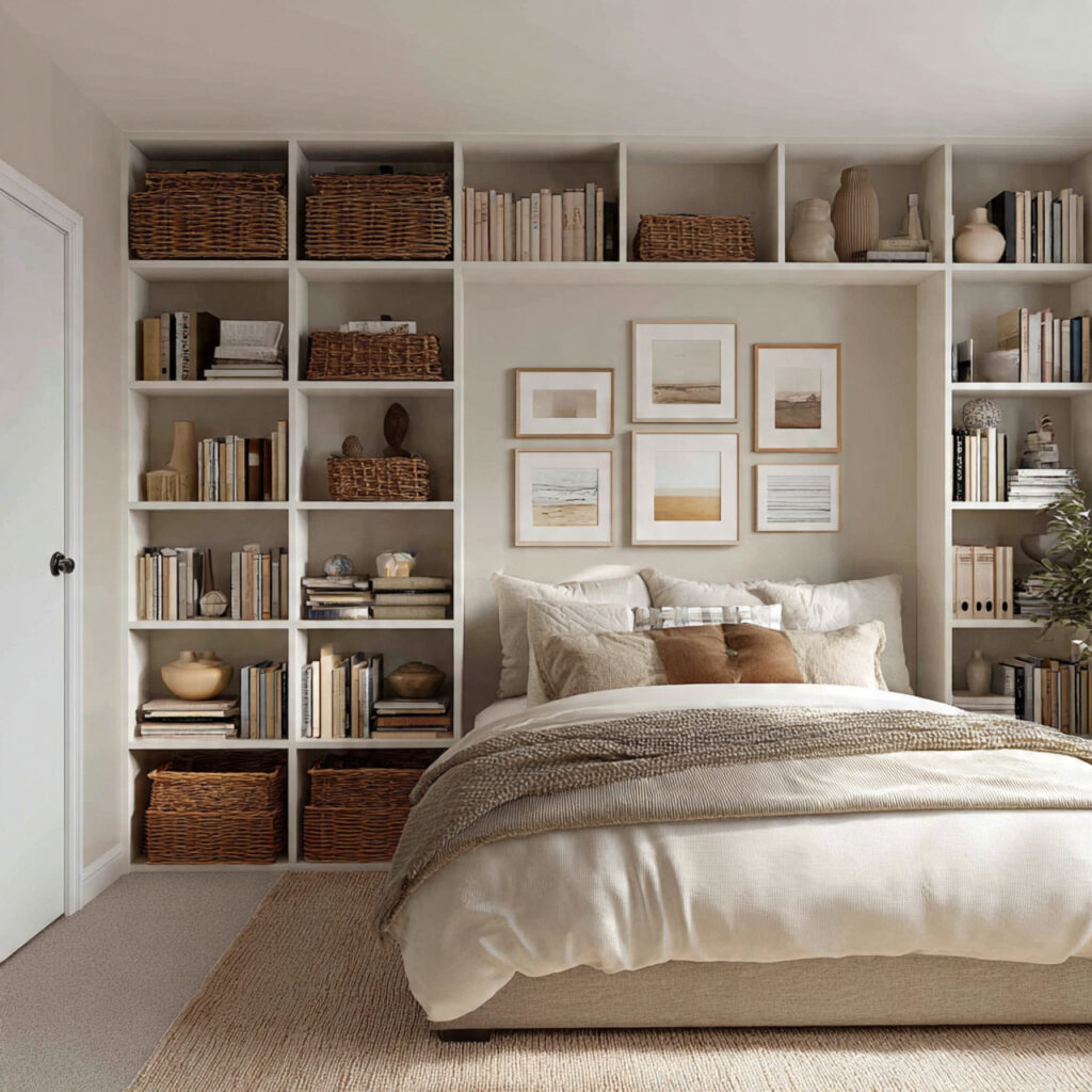 Floor-to-Ceiling Shelving on One Full Wall