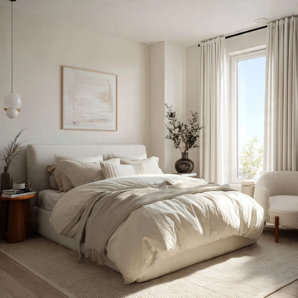 27 Modern Bedroom Ideas That Create a Sleek, Elegant, and Pinterest-Perfect Space Instantly 12 Create a Monochrome Bedroom in Warm White and Cream
