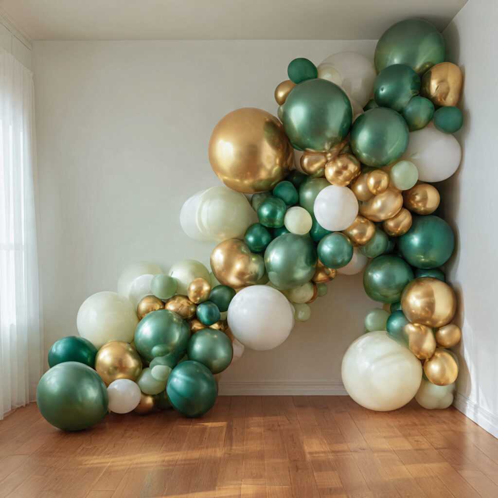 Gold and Green Balloon Cluster