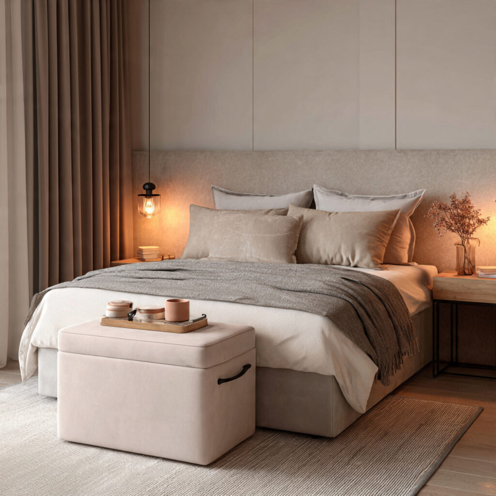 A Storage Ottoman or Bench at the Foot of the Bed