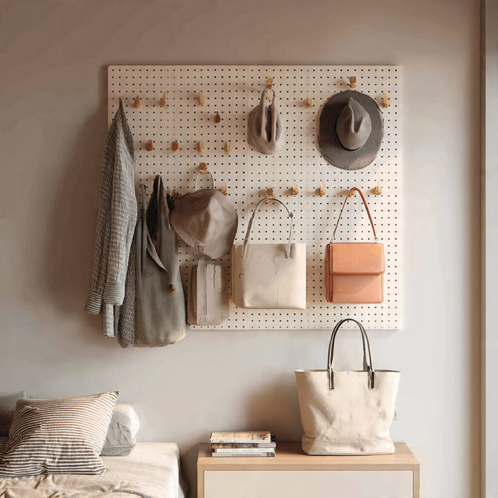Pegboard or Hook Wall for Daily Items