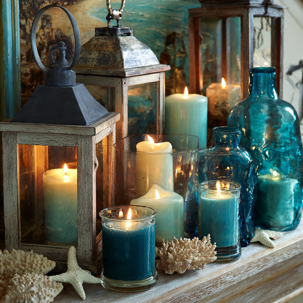 Coastal Lanterns and Ocean-Toned Candles
